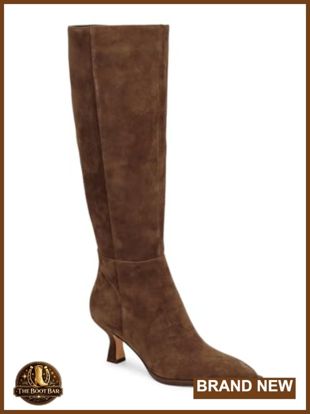 Kitten Low Heel Knee High Boots Pointed Toe Tall Dress Boots Side Zip